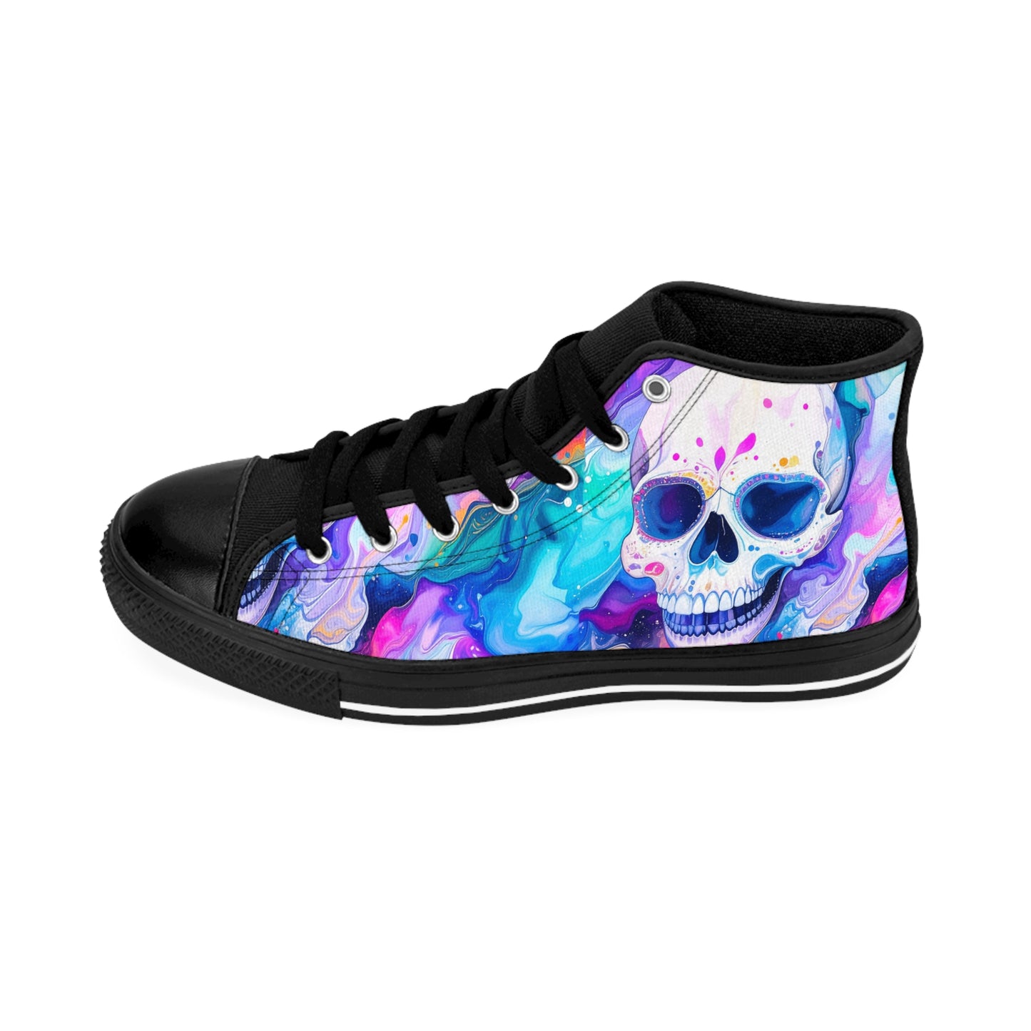Colorful Skull Swirl - Women's Classic High Top Sneakers