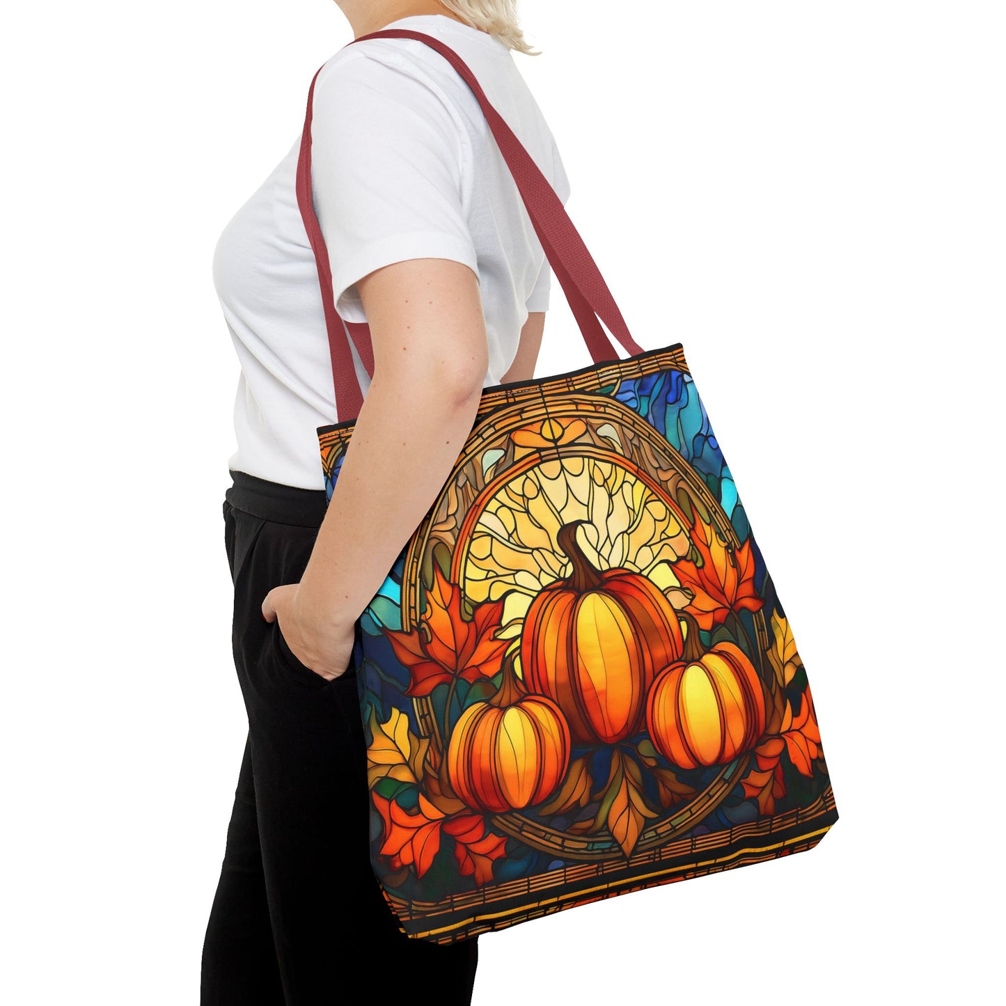 Stained Glass Style Pumpkins Tote Bag