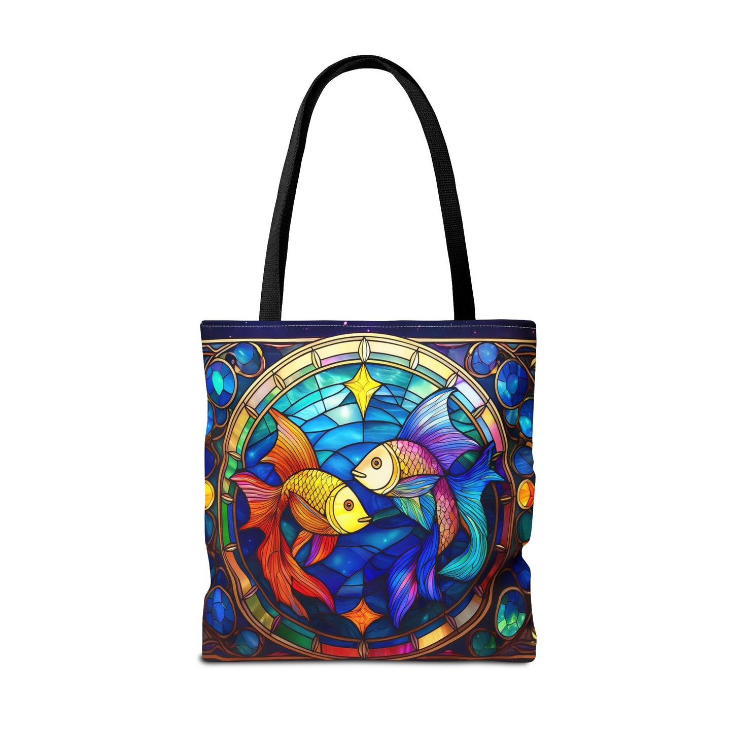 Pisces Fish Stained Glass Style Tote Bag (All Over Print)