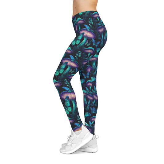 Bioluminescent Moths and Mushrooms - Leggings