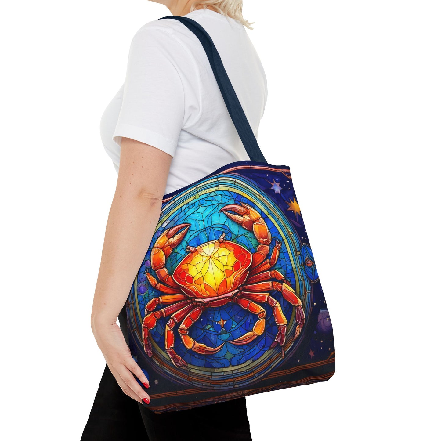 Cancer Crab Stained Glass Style Tote Bag (All Over Print)