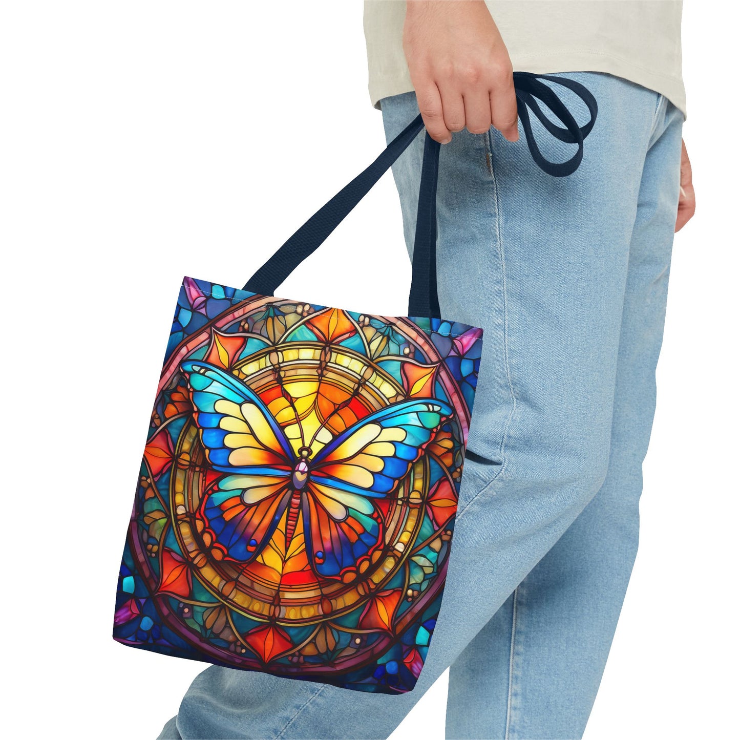 Stained Glass Butterfly Tote Bag