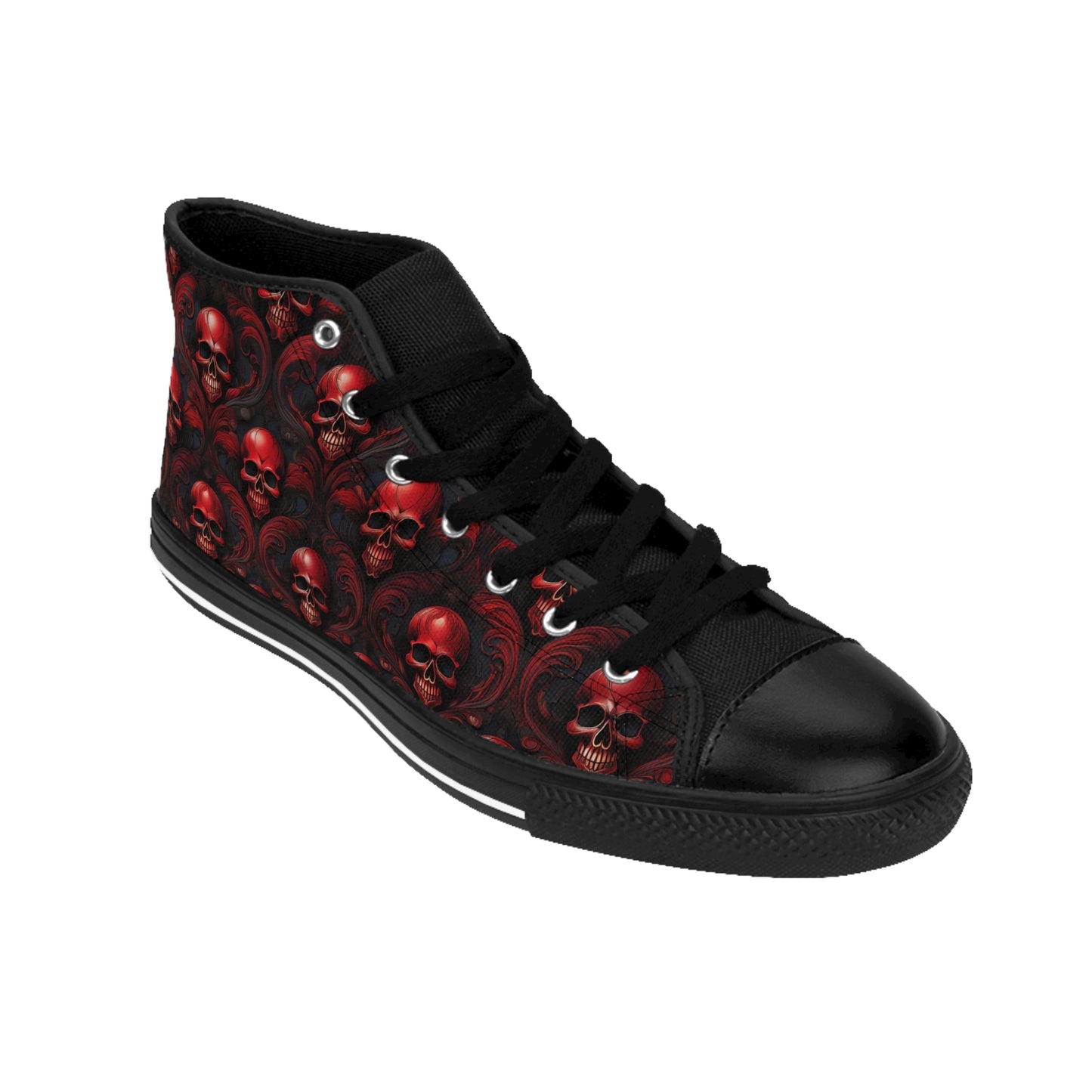 Red Damask Skulls - Men's Classic High Top Sneakers