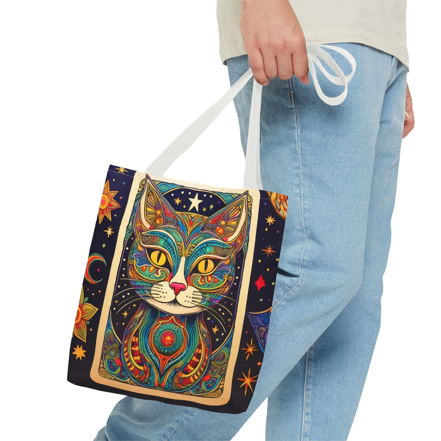 Tarot Style Cat Tote Bag - Multicolor
