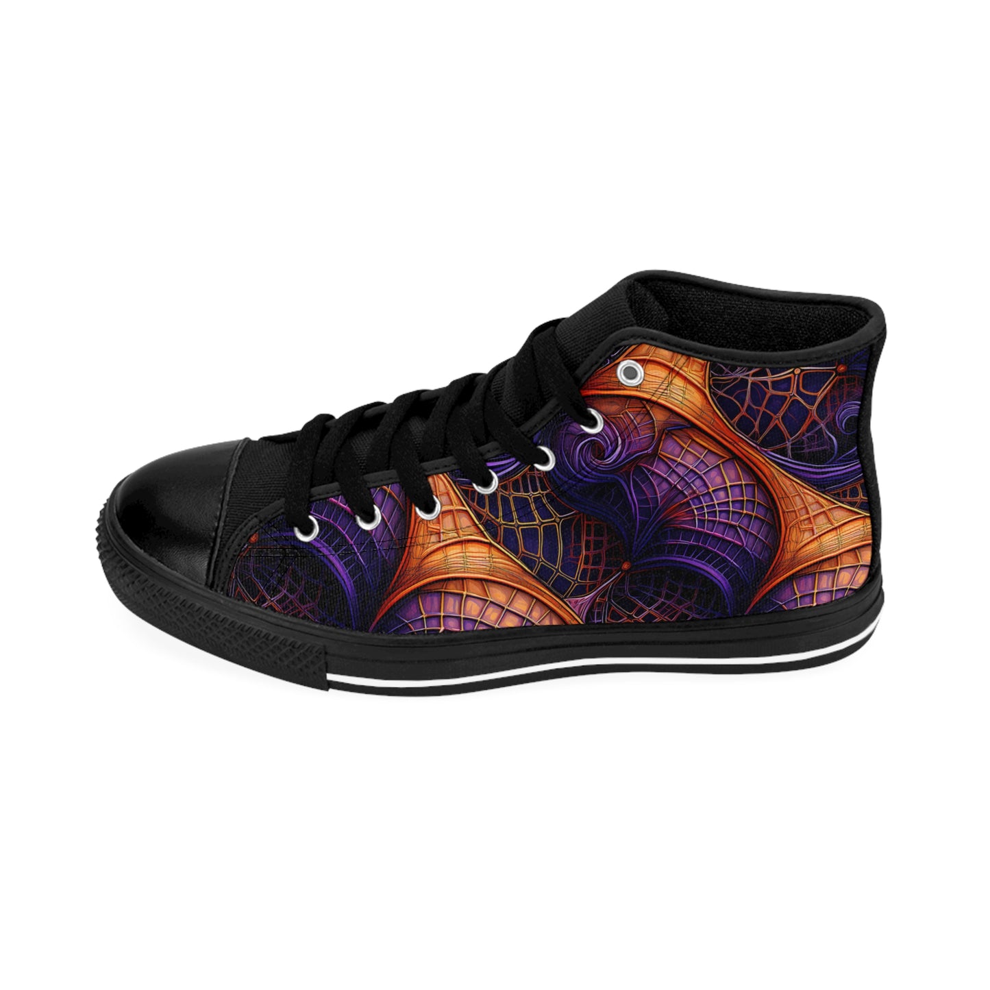 Orange & Purple Spiderwebs - Women's Classic High Top Sneakers