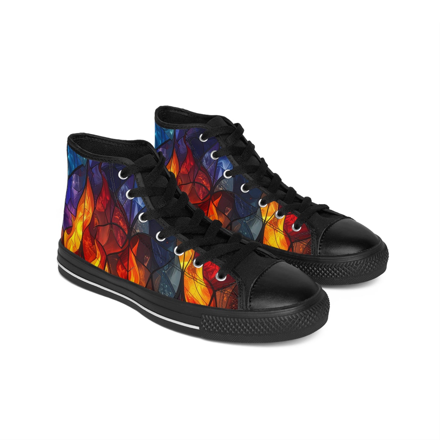 Stained Glass Flames - Women's Classic High Top Sneakers