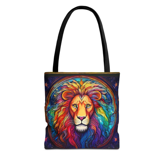 Leo Lion Stained Glass Style Tote Bag