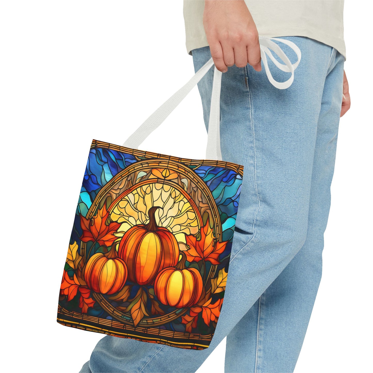 Stained Glass Style Pumpkins Tote Bag