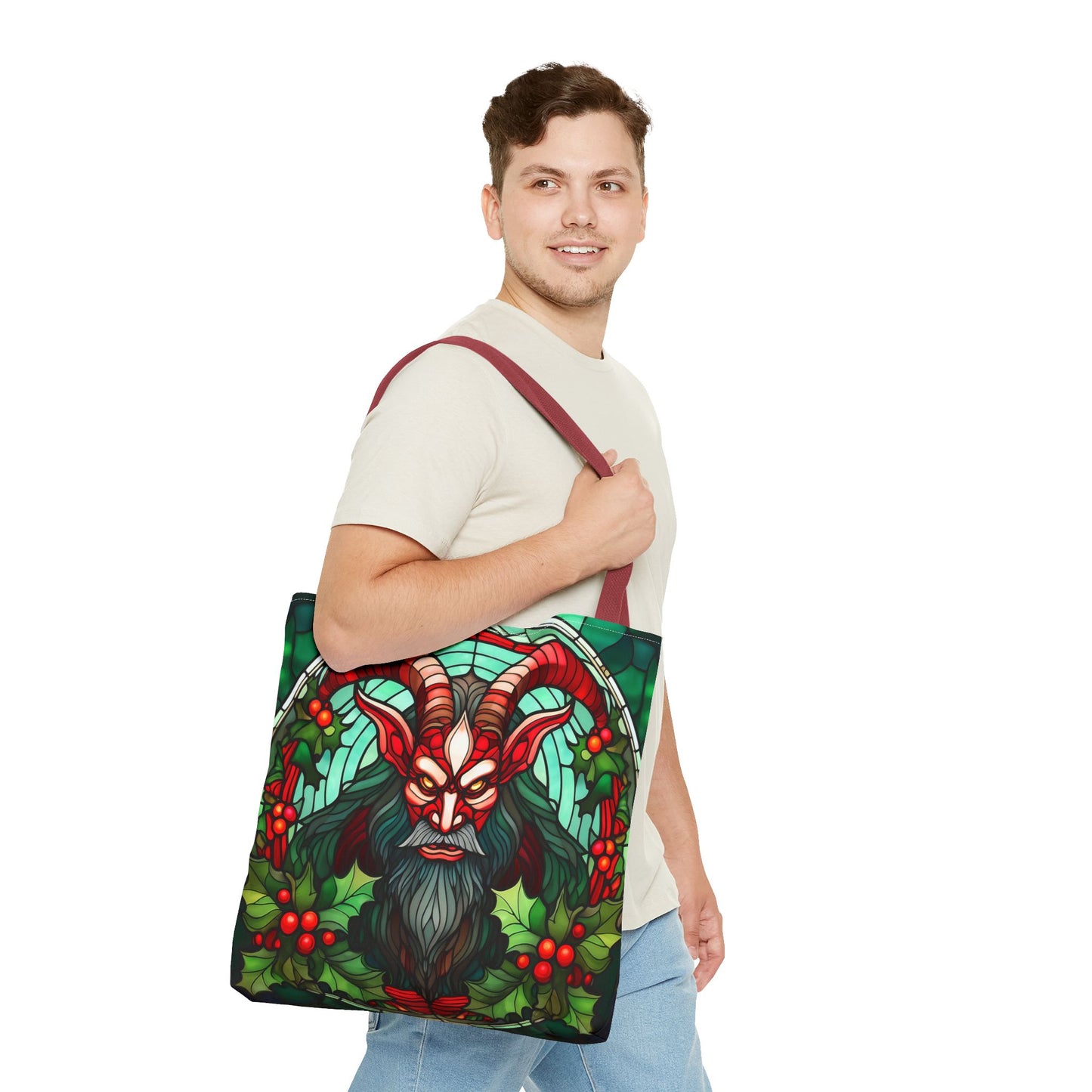 Stained Glass Krampus Tote Bag