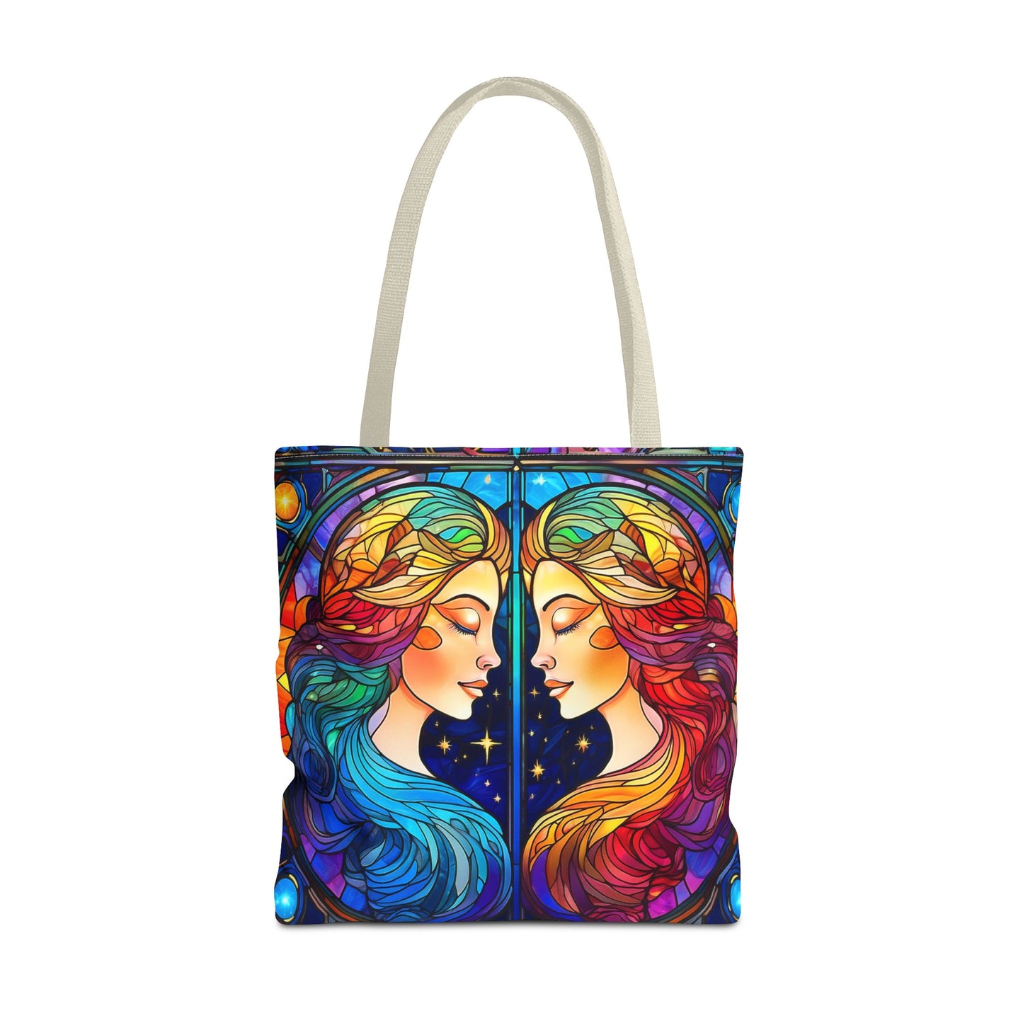Gemini Twins Stained Glass Style Tote Bag (All Over Print)