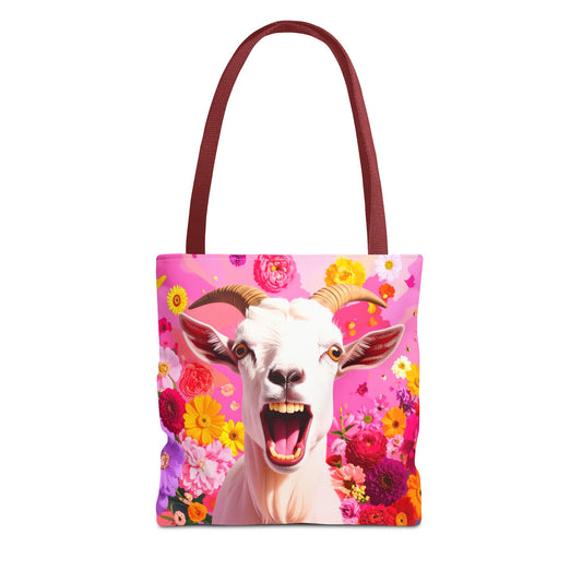 Vibrant Goat Floral Tote Bag