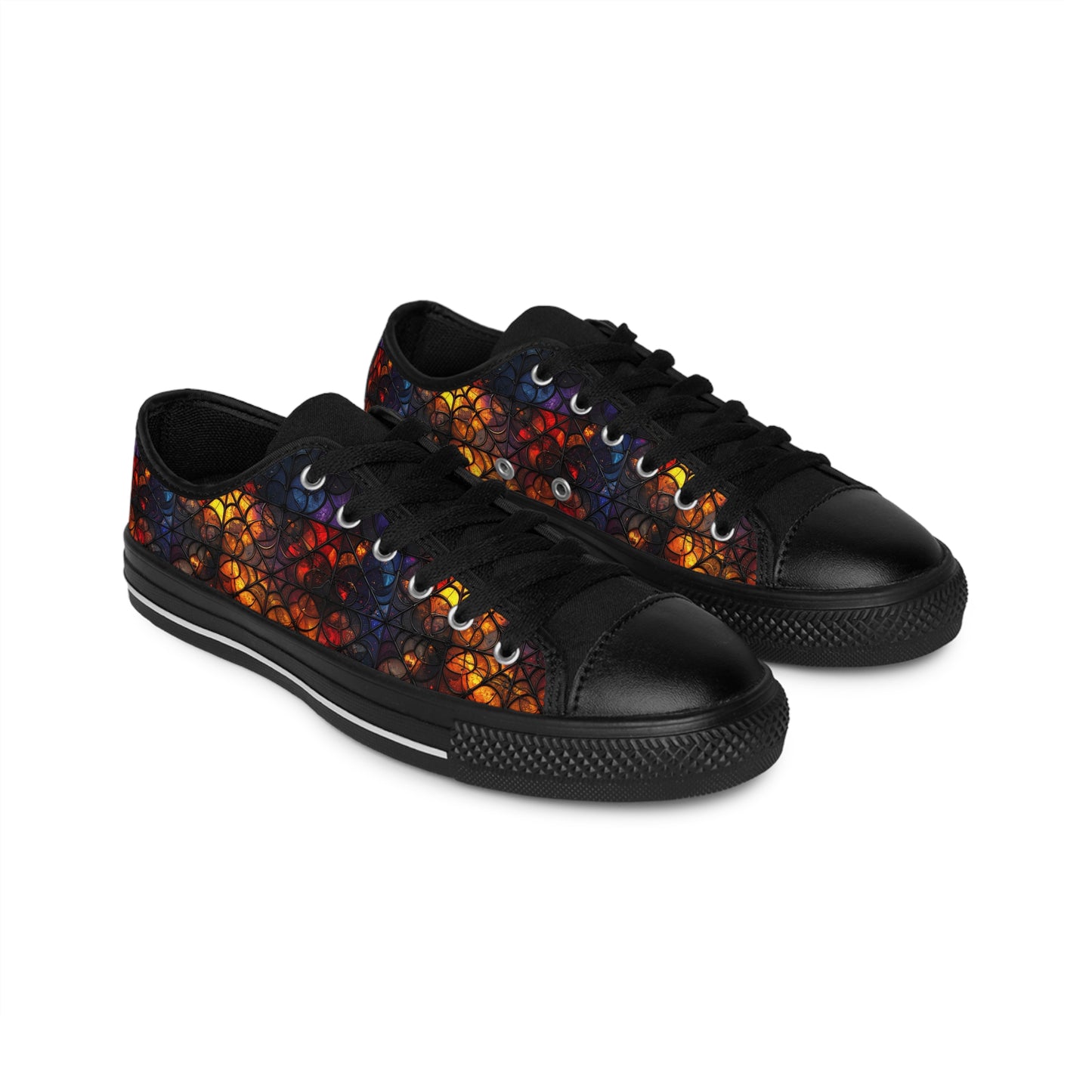Stained Glass & Spiderwebs - Women's Classic Low Top Sneakers