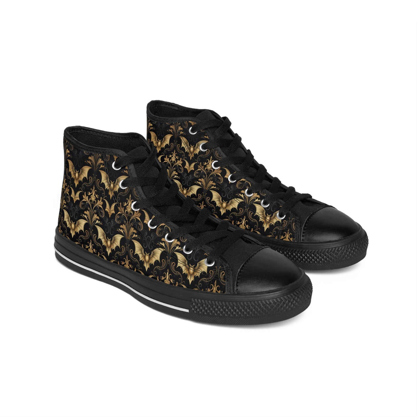 Damask Black and Gold Bats - Men's Classic High Top Sneakers