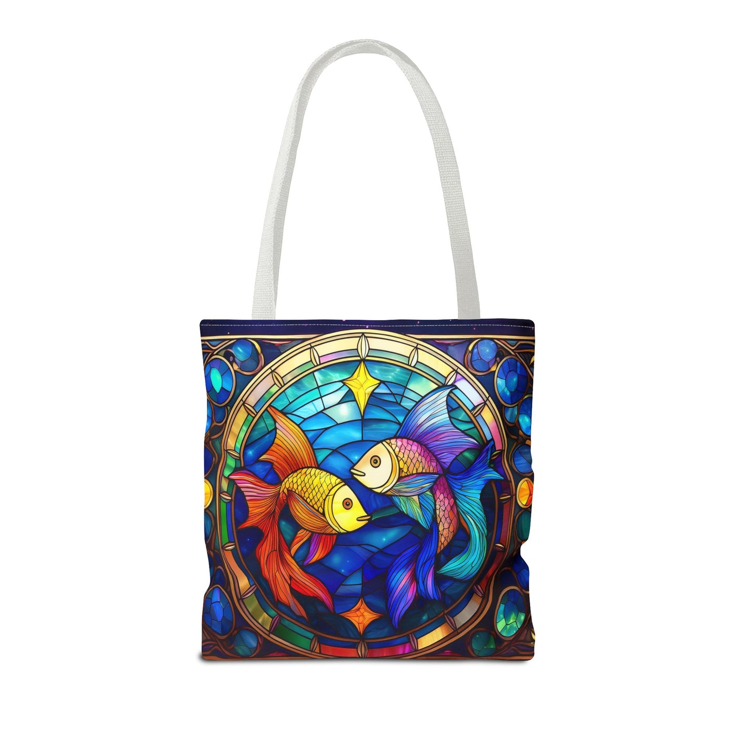 Pisces Fish Stained Glass Style Tote Bag (All Over Print)