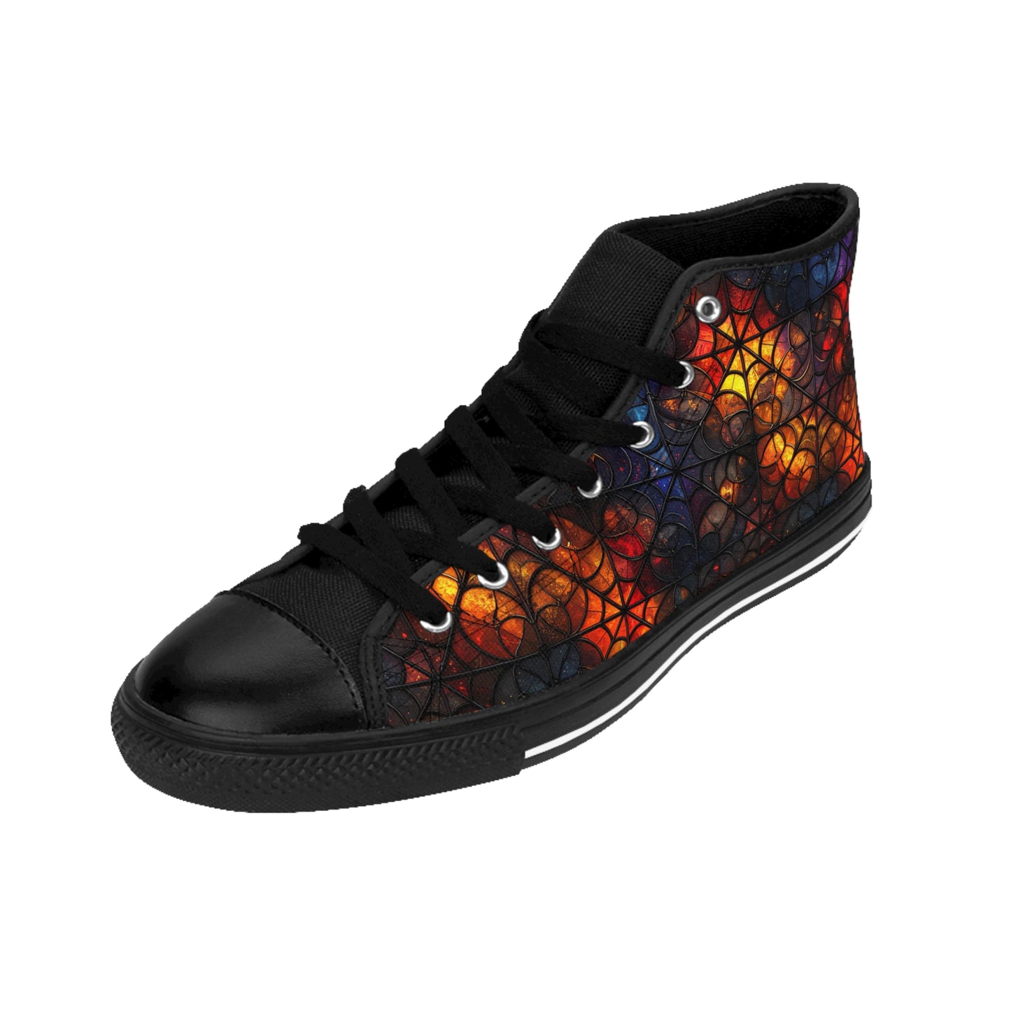Stained Glass Spiderwebs - Women's Classic High Top Sneakers