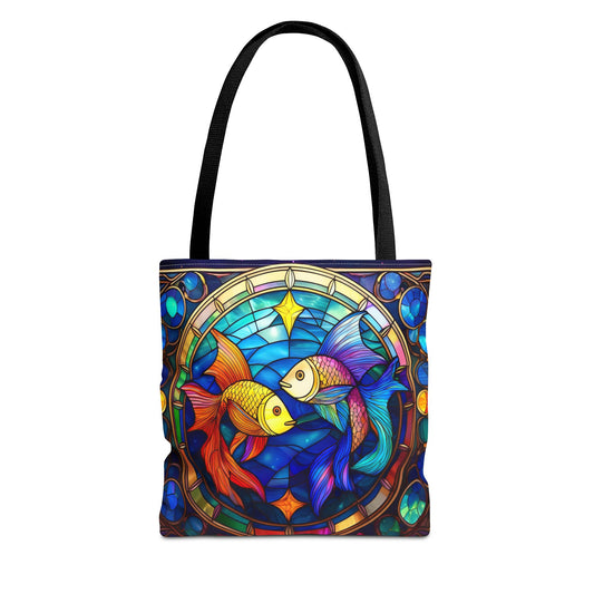 Pisces Fish Stained Glass Style Tote Bag (All Over Print)