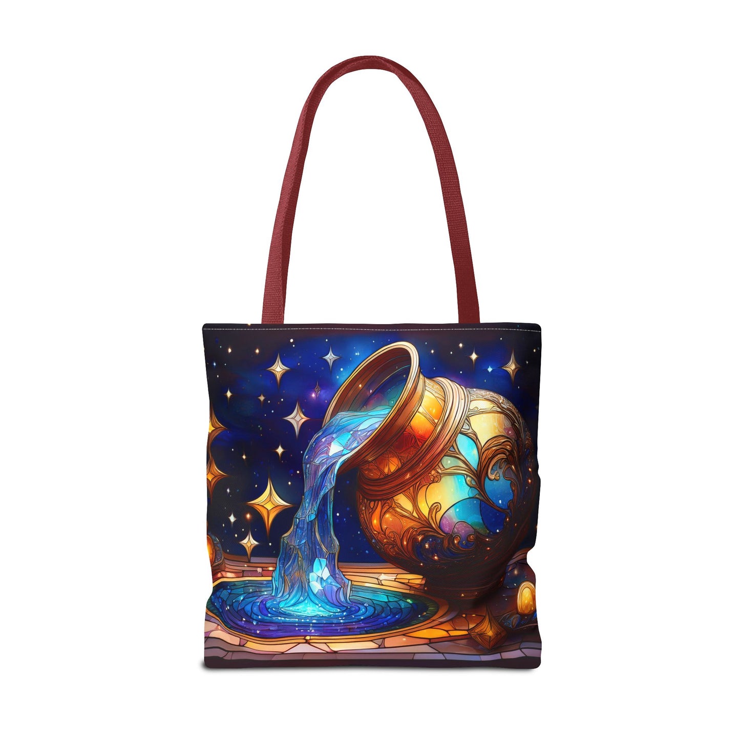 Aquarius - Water Bearer Stained Glass Style Tote Bag (All Over Print)