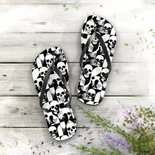 Skull Cubism Flip Flops