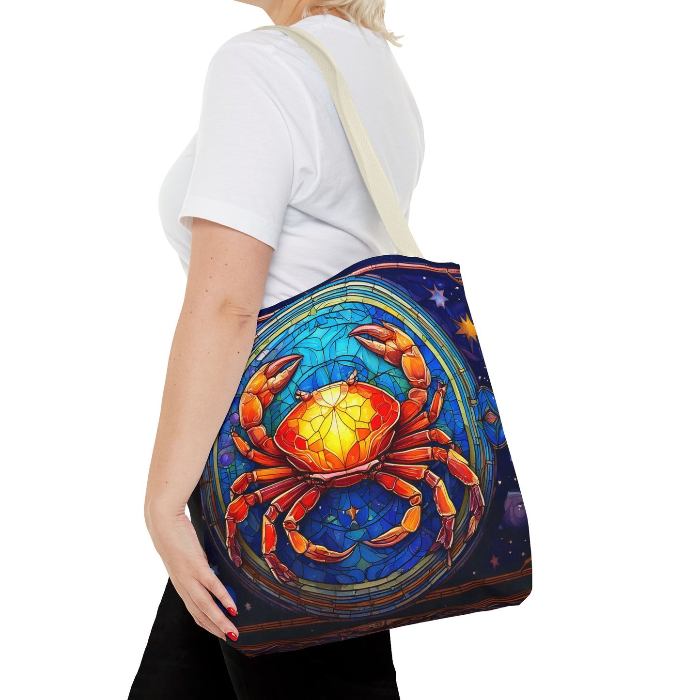 Cancer Crab Stained Glass Style Tote Bag (All Over Print)