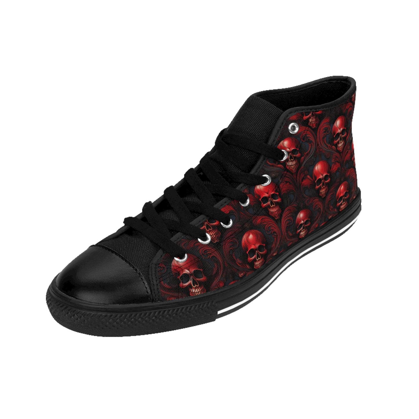 Red Damask Skulls - Men's Classic High Top Sneakers
