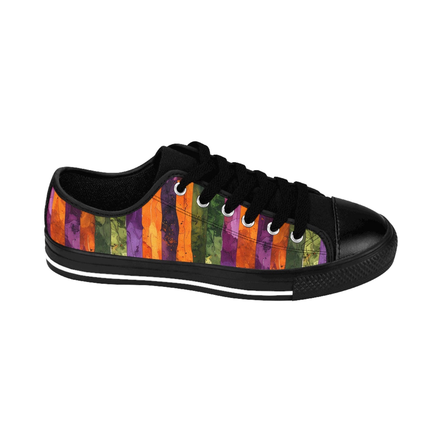 Halloween Watercolor Stripes - Women's Classic Low Top Sneakers