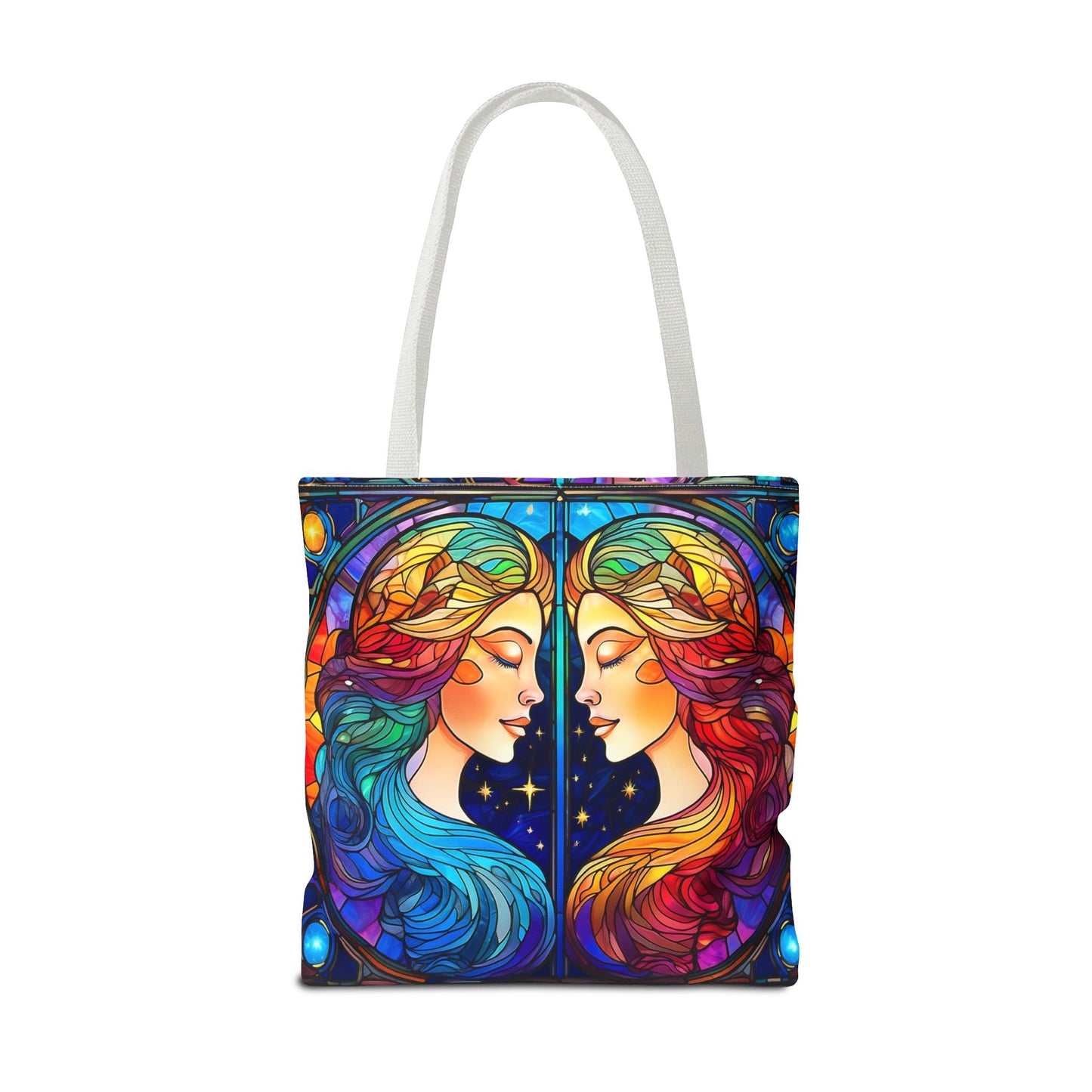 Gemini Twins Stained Glass Style Tote Bag (All Over Print)
