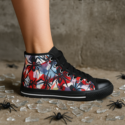 Broken Stained Glass Spiders - Women's Classic High Top Sneakers