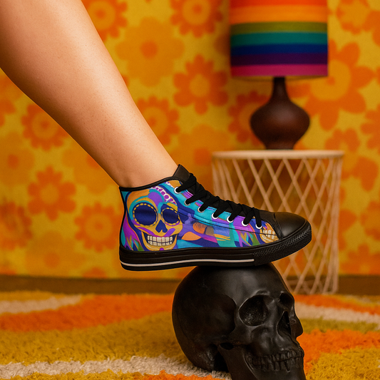 Psychedelic Skull - Women's Classic High Top Sneakers