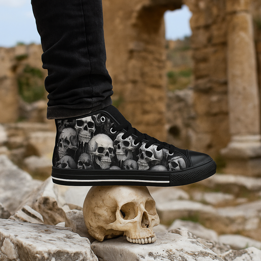 Melty B&W Skulls - Men's Classic High Top Sneakers