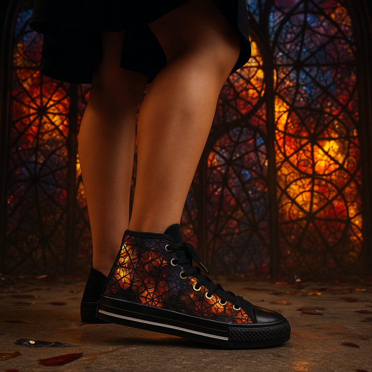 Stained Glass Spiderwebs - Women's Classic High Top Sneakers