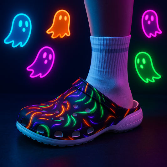Neon Ghostly Flames - Halloween Colors - Clogs for Anyone