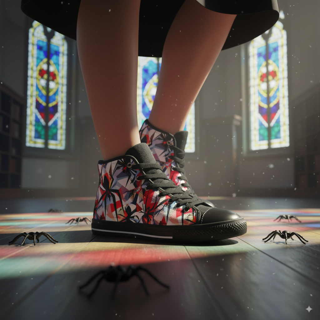 Broken Stained Glass Spiders - Women's Classic High Top Sneakers
