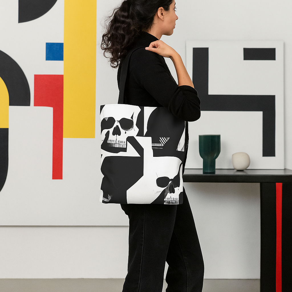 Bauhaus Skull Print Tote Bag