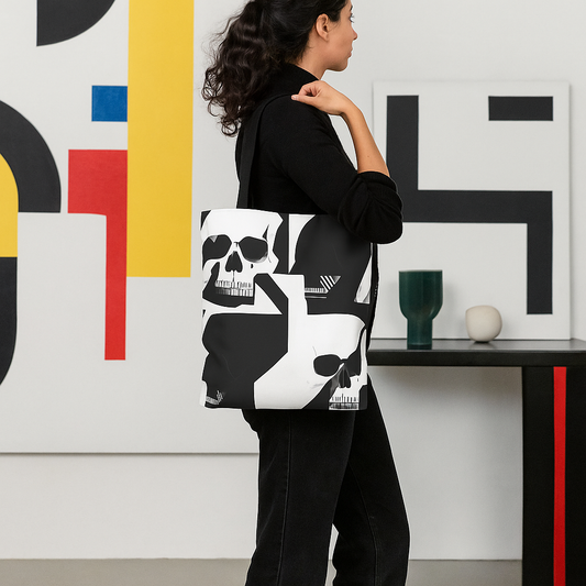 Bauhaus Skull Print Tote Bag
