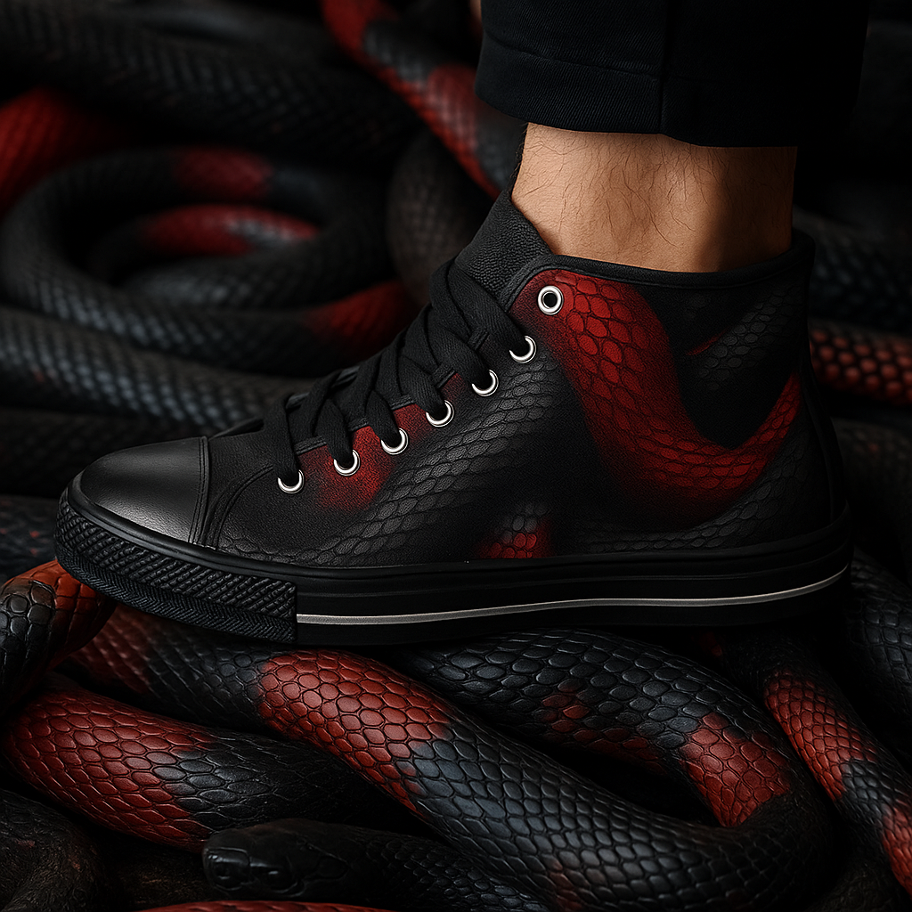 Red and Black Scales - Men's Classic High Top Sneakers