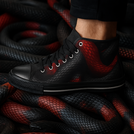 Red and Black Scales - Men's Classic High Top Sneakers
