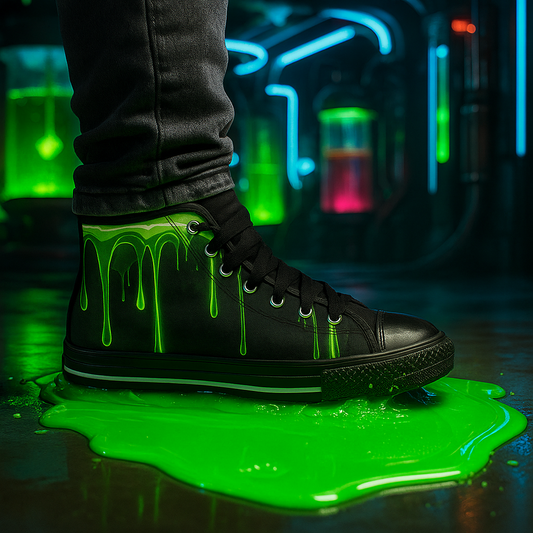 Neon Green Toxic Drip - Men's Classic High Top Sneakers