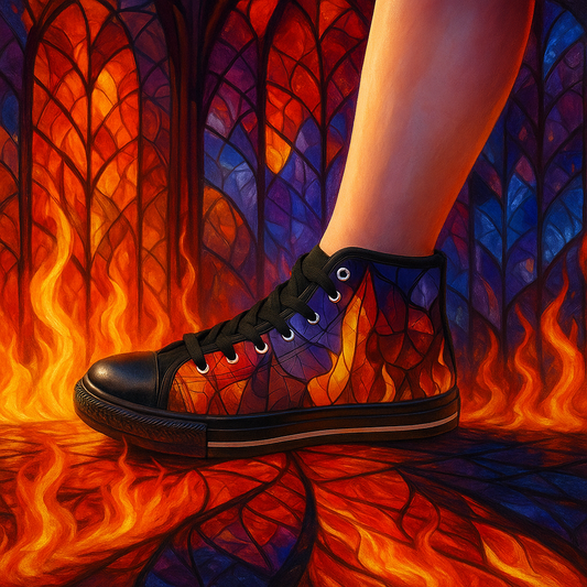 Stained Glass Flames - Women's Classic High Top Sneakers