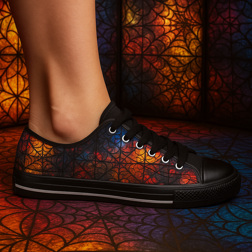 Stained Glass & Spiderwebs - Women's Classic Low Top Sneakers