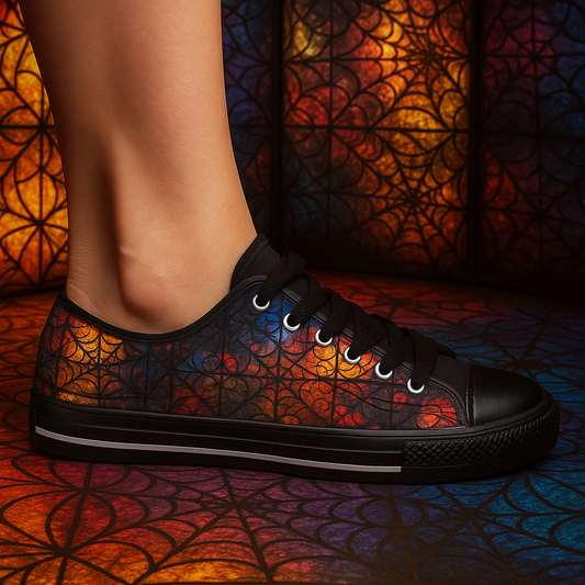 Stained Glass & Spiderwebs - Women's Classic Low Top Sneakers