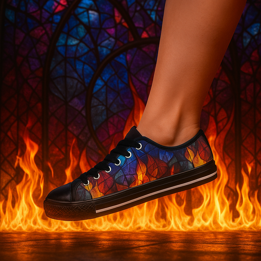 Stained Glass Flames - Women's Classic Low Top Sneakers
