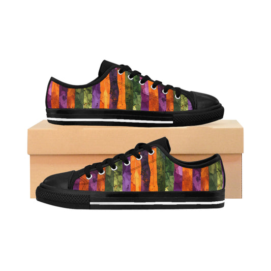 Halloween Watercolor Stripes - Women's Classic Low Top Sneakers