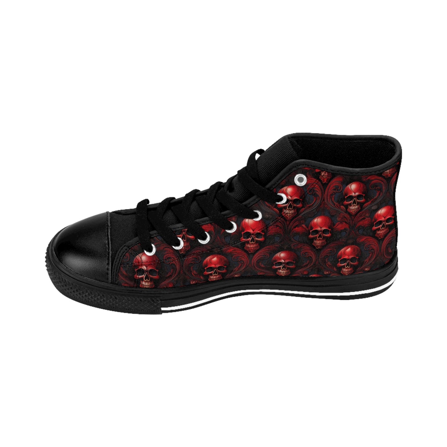 Red Damask Skulls - Men's Classic High Top Sneakers