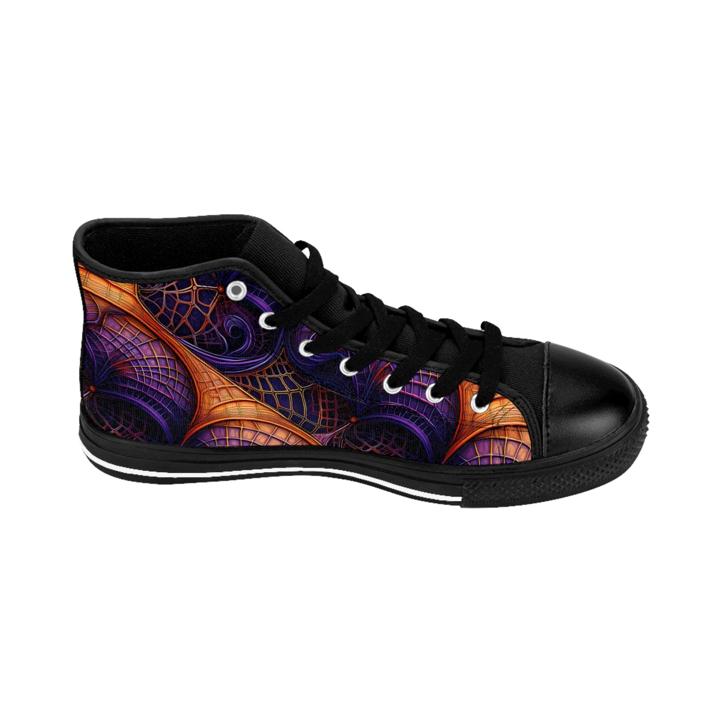 Orange & Purple Spiderwebs - Women's Classic High Top Sneakers