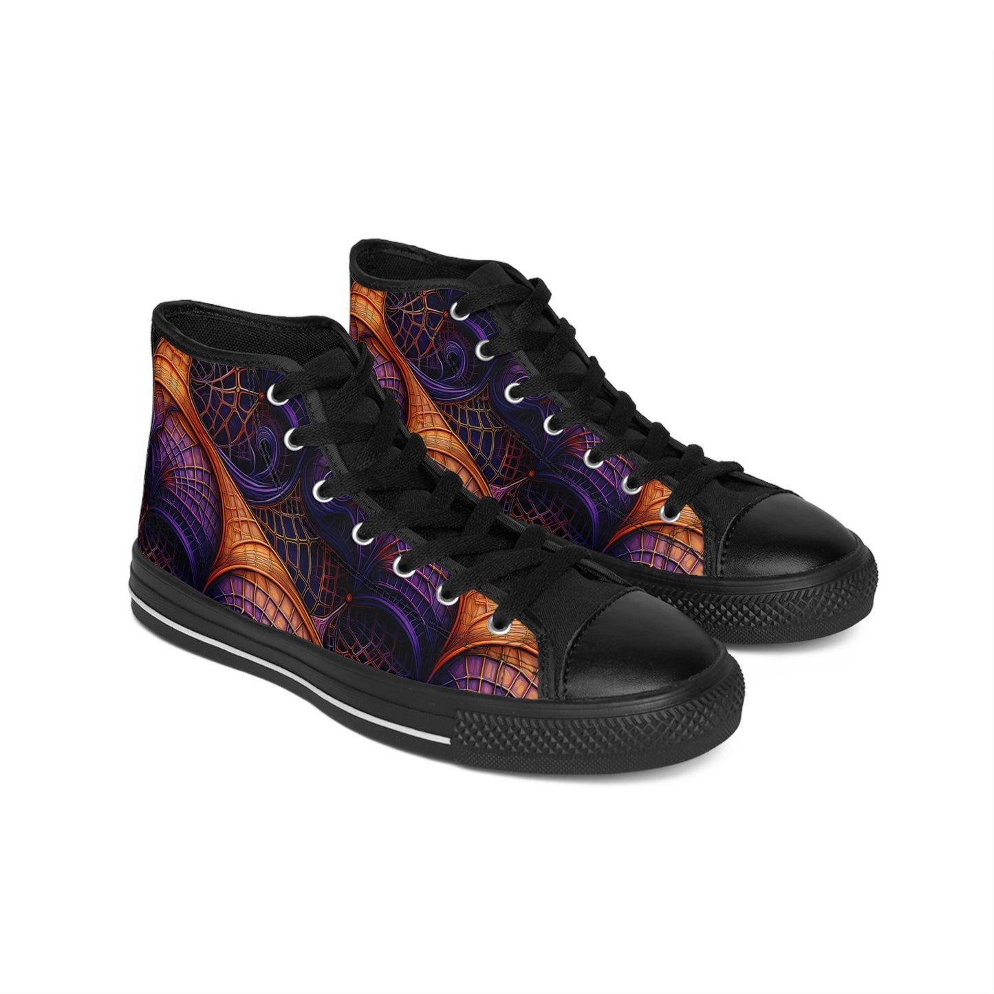 Orange & Purple Spiderwebs - Women's Classic High Top Sneakers