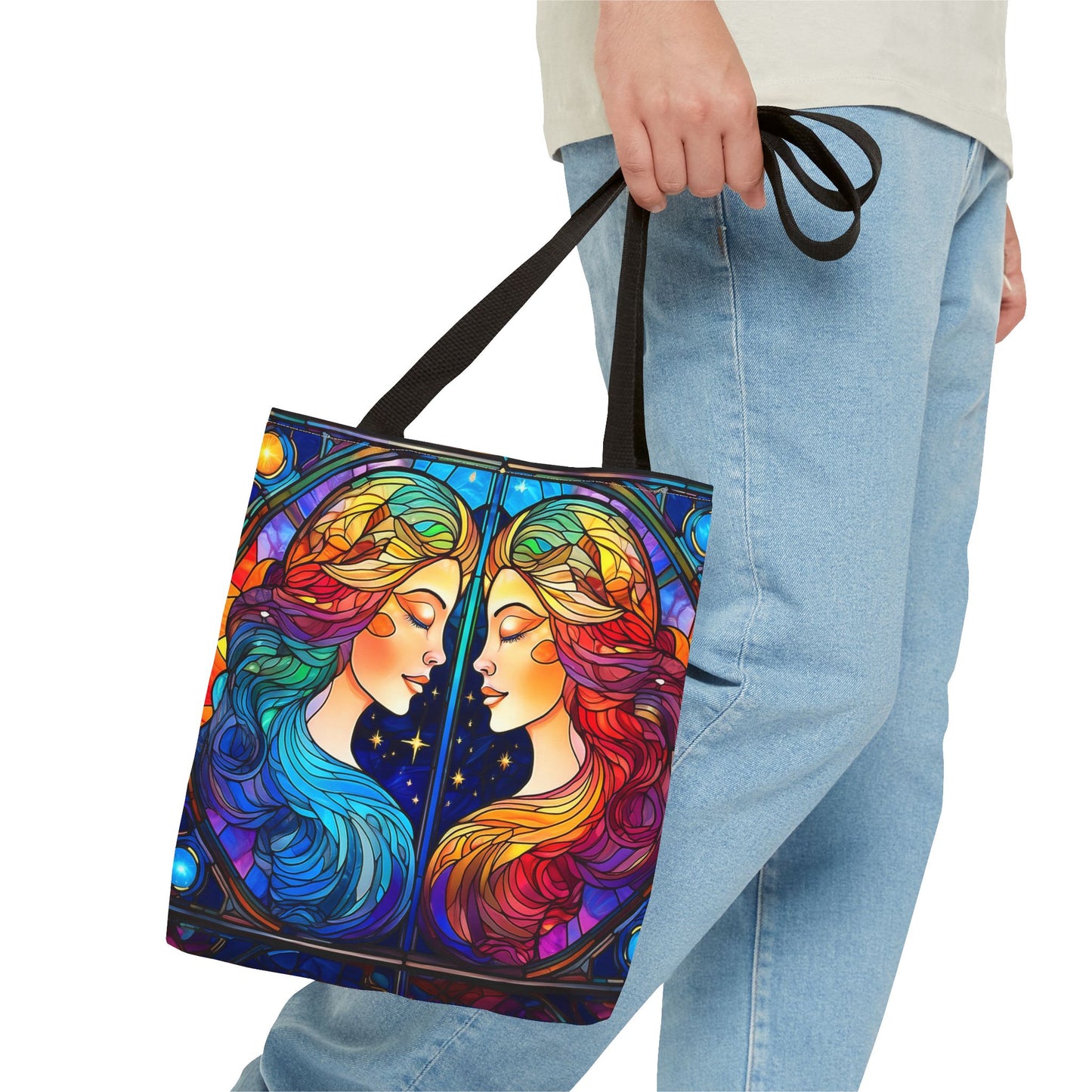 Gemini Twins Stained Glass Style Tote Bag (All Over Print)