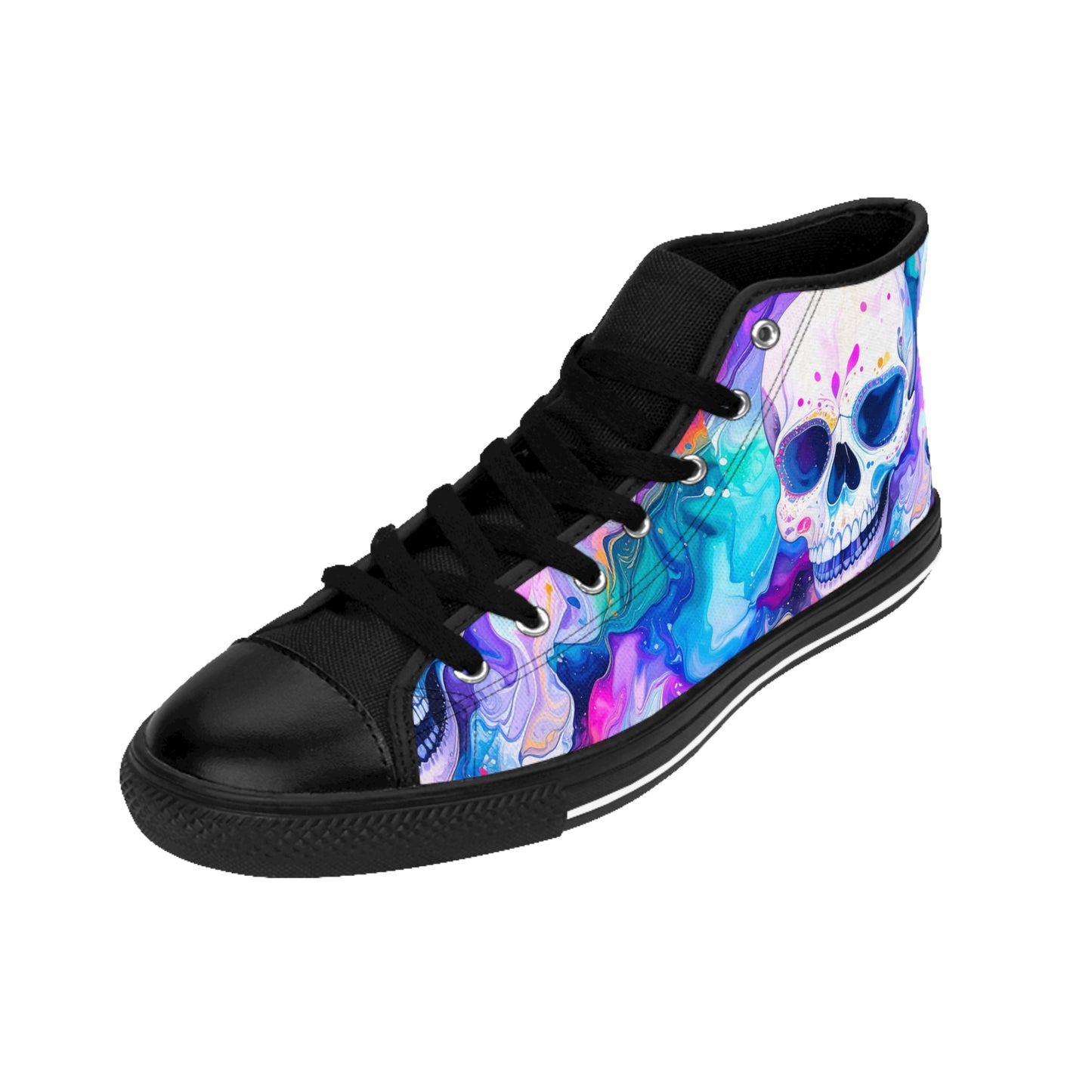 Colorful Skull Swirl - Women's Classic High Top Sneakers