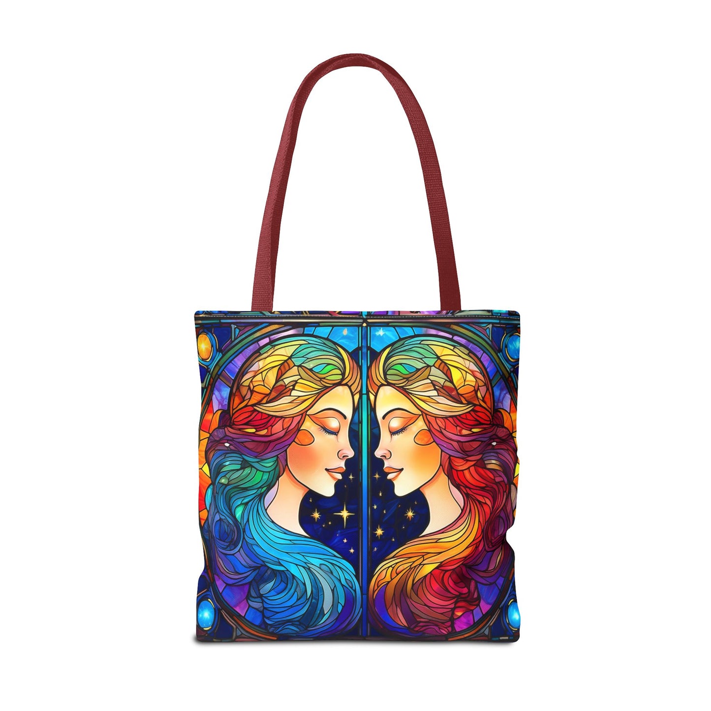 Gemini Twins Stained Glass Style Tote Bag (All Over Print)