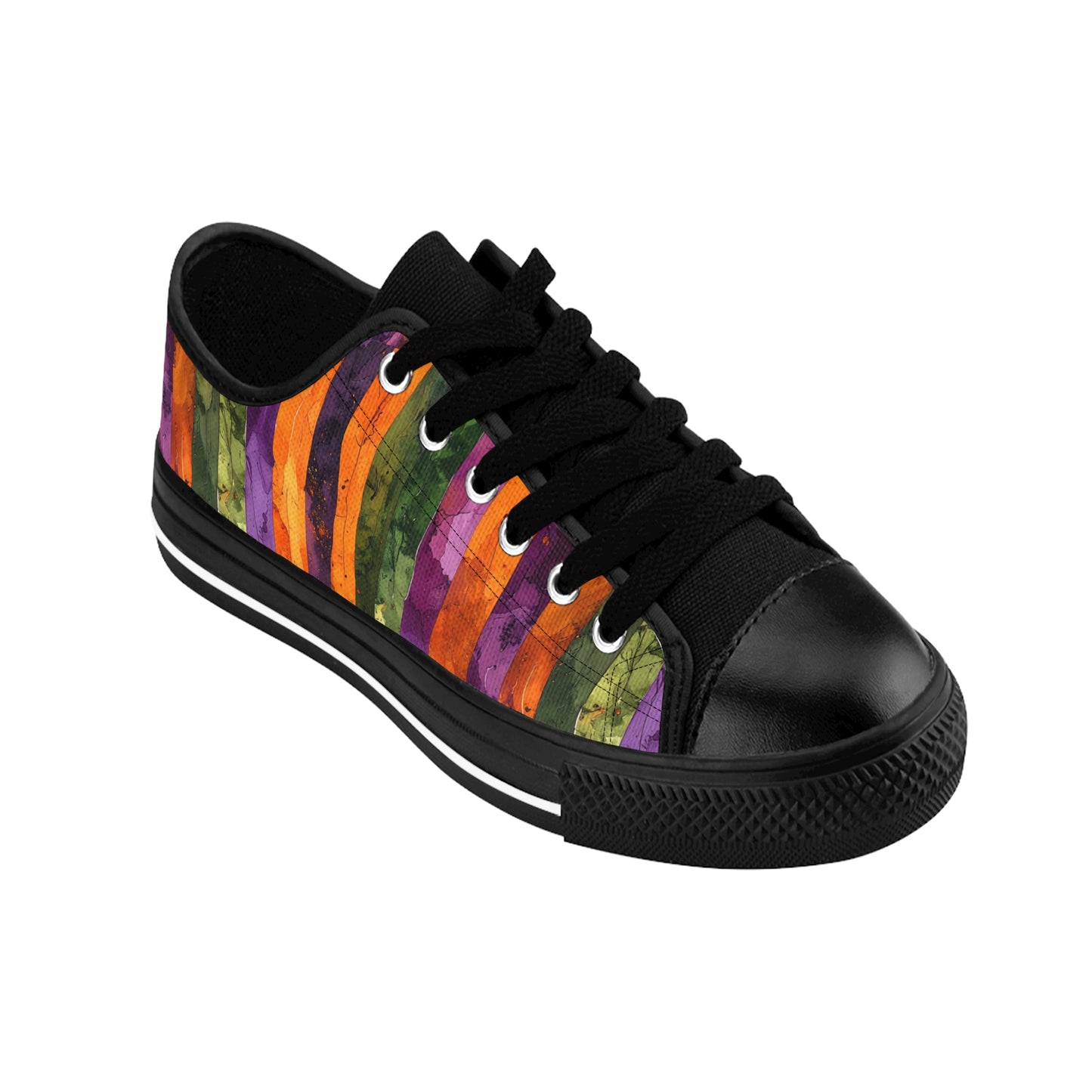 Halloween Watercolor Stripes - Women's Classic Low Top Sneakers
