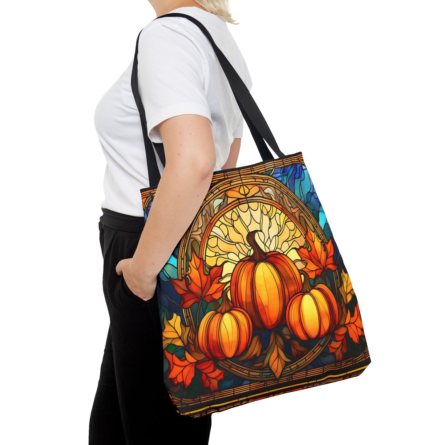 Stained Glass Style Pumpkins Tote Bag